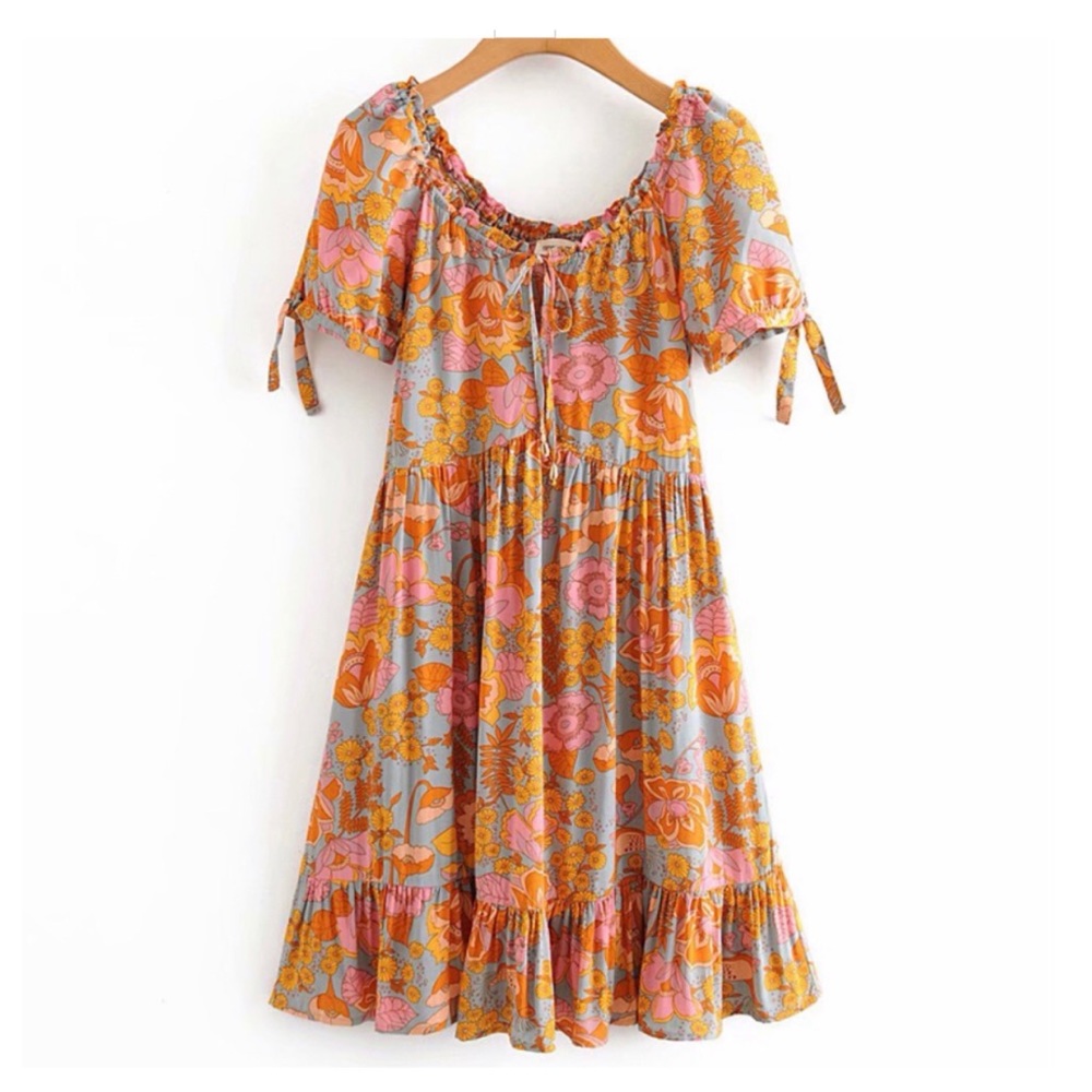 Boho Chic Floral A-Line Mini Dress NEW - Picture 6 of 15